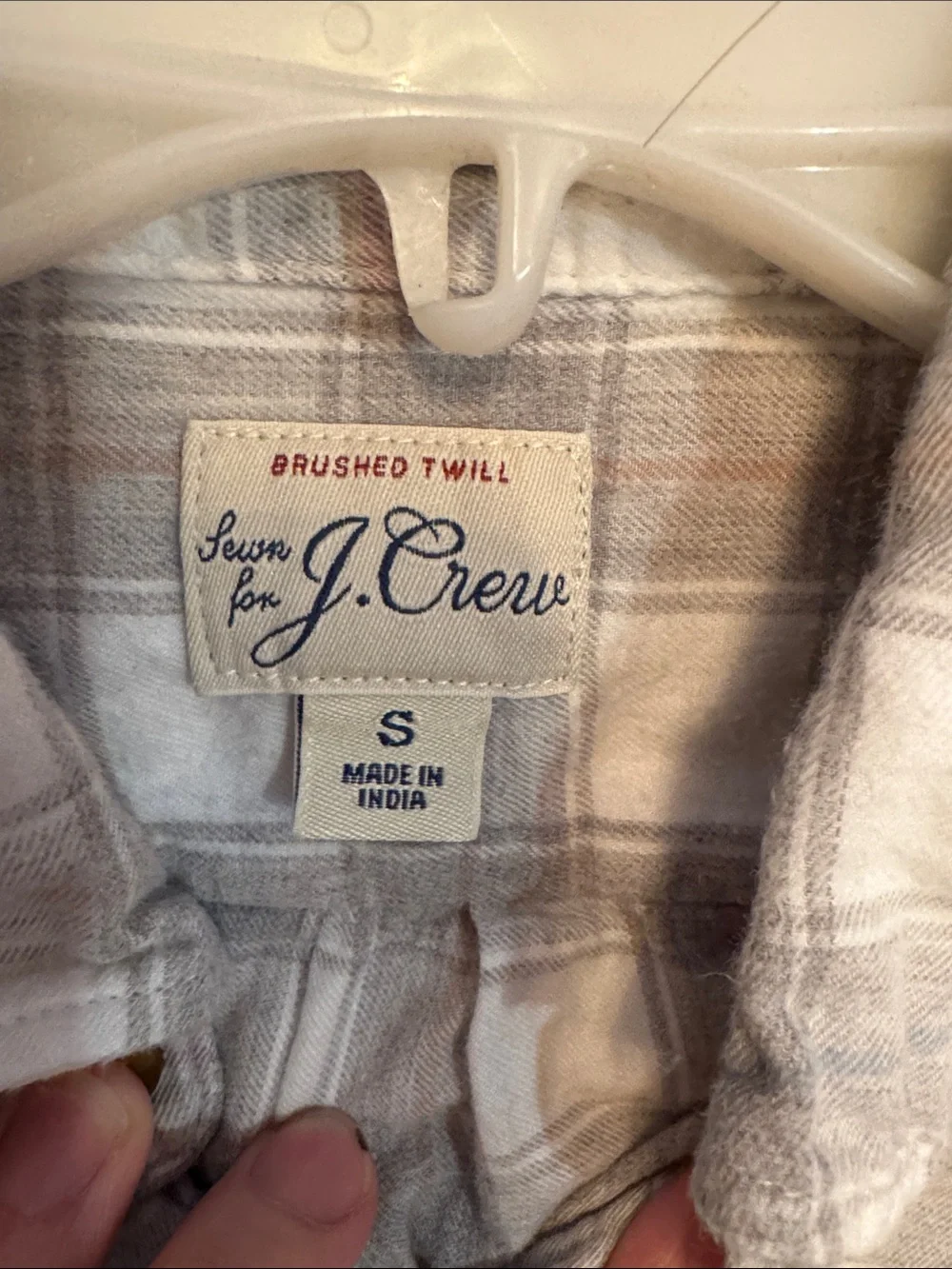 J. Crew Men's White and Gray Plaid Button-Down Shirt